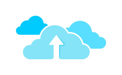 Blue clouds online upload computing connections server icon isolated on white background vector illustration.
