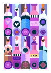 Gordijnen Collectie van tien platte ontwerp decoratieve flessen vectorillustratie. ©  danjazzia