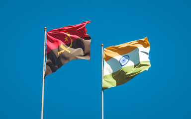 Beautiful national state flags of India and Angola.