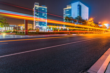 Fototapeta na wymiar Vehicle light trails in city at night.