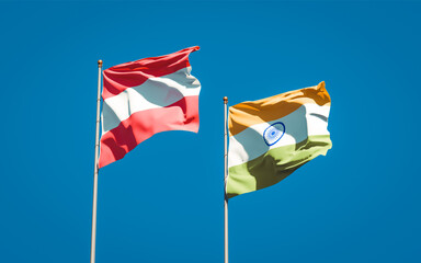 Beautiful national state flags of India and Austria.