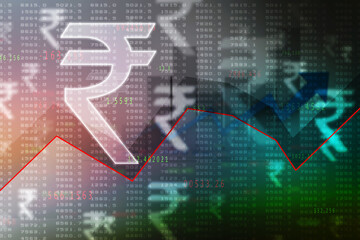 Rupee currency . 2D rendering illustration
