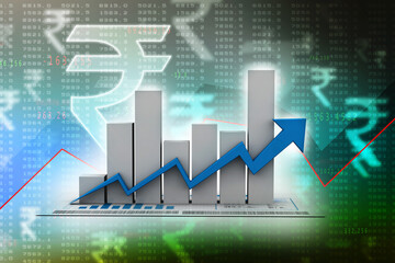 3d rendering Stock market online business concept. business Graph 