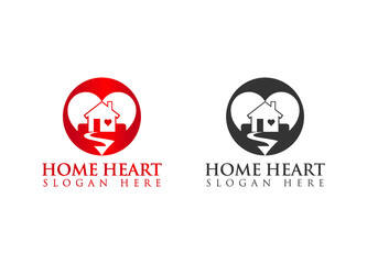 Home Heart Logo Design Vector Template Concept