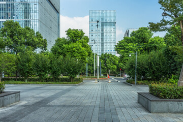 modern buildings and empty pavement in china