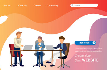 Landing page template design of teamwork concept. Modern flat design concept of web page design for website and mobile website. Easily to edit and customize. Vector illustration