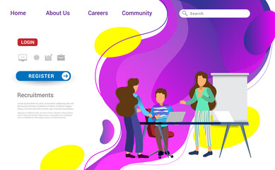 Design web templates of Business Recruiting for website and mobile website development. Landing page template. Employer, businessman resources. Vector illustration.