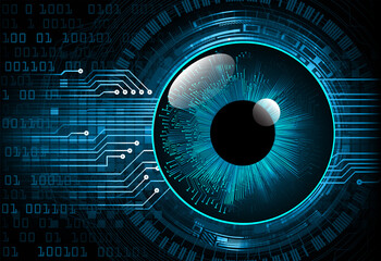 Blue eye cyber circuit future technology concept background - obrazy, fototapety, plakaty