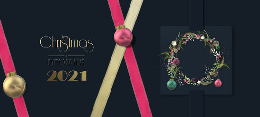 Luxury 3D abstract Christmas holiday banner