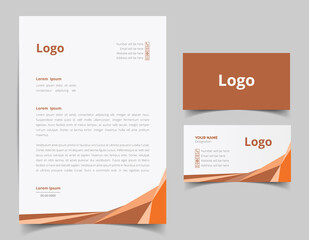 Business card and letterhead design set.  Branding identity template for corporate company. Vector illustration
