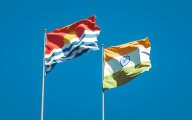 Fototapeta premium Beautiful national state flags of Kiribati and India.