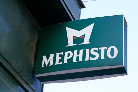 Mephisto sign text and logo front of shop shoes store footwear manufacturer