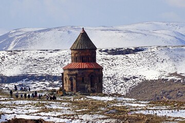 View of the church in Ani ruins in Kars district of Turkey.