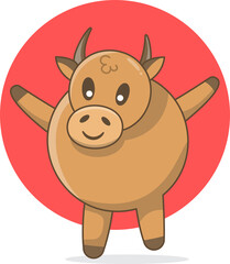 Cute Animel Ox Mascot Chinese New Year 2021