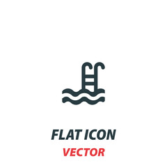 Pool icon in a flat style. Vector illustration pictogram on white background. Isolated symbol suitable for mobile concept, web apps, infographics, interface and apps design