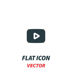 multimedia player icon in a flat style. Vector illustration pictogram on white background. Isolated symbol suitable for mobile concept, web apps, infographics, interface and apps design