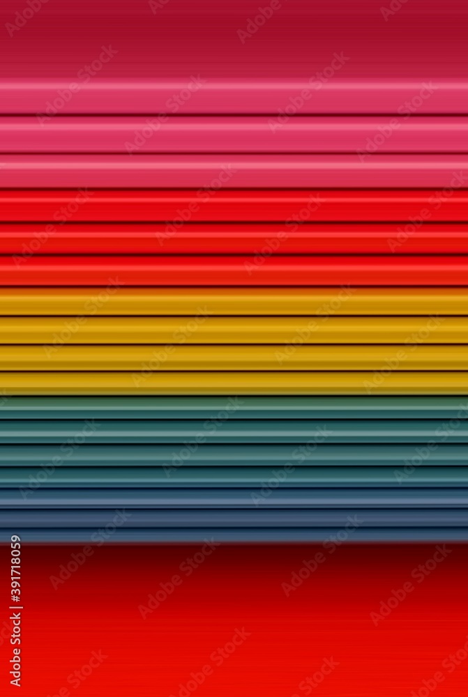 Aufkleber stack of identical pink red yellow and blue colored plastic chairs as basis for transformation into 