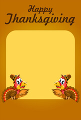 Happy thanksgiving card template with cute turkey drawings