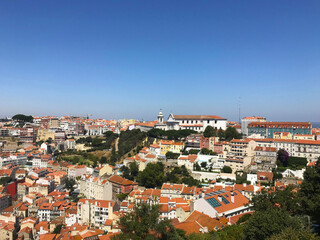 Fototapeta na wymiar Aerial view of city in Lisbon Portugal