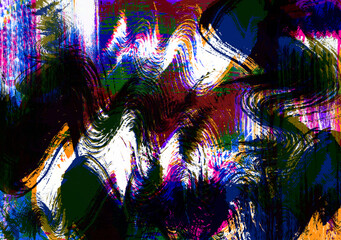 Abstract multicolor dynamic background with creative splashes and shabby brush strokes effect.