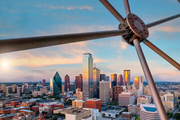 Dallas city downtown skyline cityscape of Texas USA