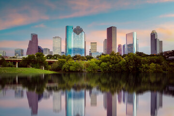 Fototapeta na wymiar Houston city downtown skyline cityscape of Texas USA