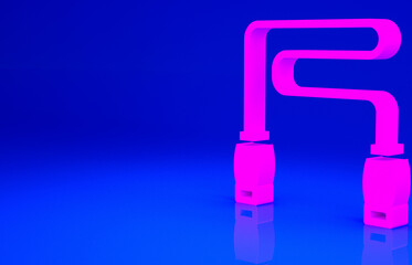 Pink Jump rope icon isolated on blue background. Skipping rope. Sport equipment. Minimalism concept. 3d illustration 3D render.