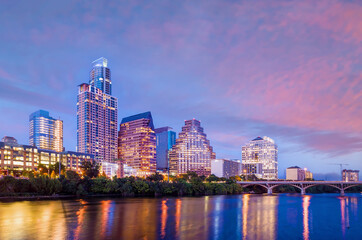 Austin city downtown skyline cityscape of Texas USA