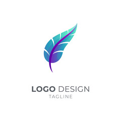 Feather Logo, Quill Ink Logo Vector