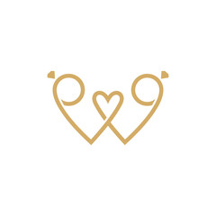 Letter W Wedding Logo,Marriage Logo with W, Diamond Ring and Heart Shape