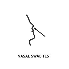 Nasal swab test flat line icon. Vector illustration medical test for coronavirus