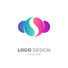 Cloud letter S logo concept, modern logo style, gradient glossy colors
