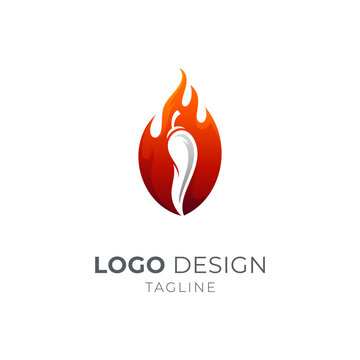 Fire Chili Logo Concept, Simple Minimalist Red Gradient Color Logo Style
