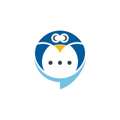Penguin Chat Logo, Mobile Communication App Logo Icon 