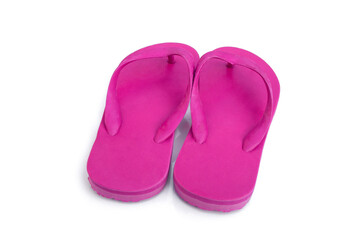 Purple sponge shoes on white background