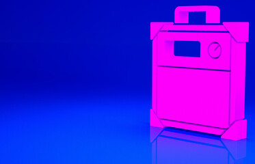 Pink Guitar amplifier icon isolated on blue background. Musical instrument. Minimalism concept. 3d illustration 3D render.