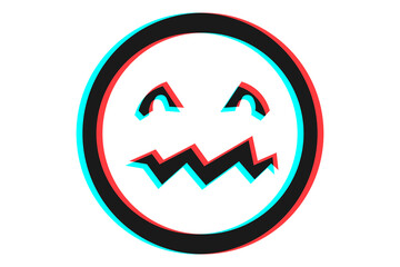 Smile or Emoji icon illustration in blue and red colors for Halloween day