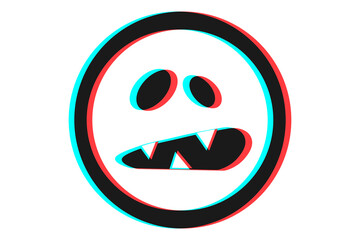 Fototapeta premium Smile or Emoji icon illustration in blue and red colors for Halloween day