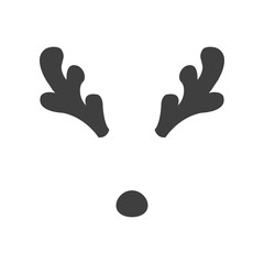 Tiempo de Navidad. Logotipo con nariz y astas de reno Rodolfo en color gris