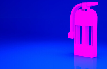 Pink Fire extinguisher icon isolated on blue background. Minimalism concept. 3d illustration 3D render.