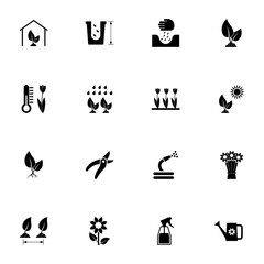 Flowers Growing icon - Expand to any size - Change to any colour. Perfect Flat Vector Contains such Icons as garden, nursery, dirt, time, vector, winter, branch, conservation, cultivated, gardening.