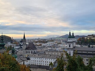 Fototapeta na wymiar Mesmerizing shot of beautiful cityscape, fall Salzburg, Austria.