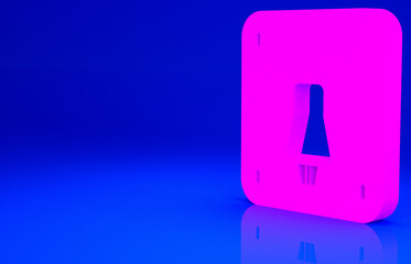 Pink Female toilet icon isolated on blue background. WC sign. Washroom. Minimalism concept. 3d illustration 3D render.