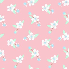 Pink Botanical Floral Seamless Pattern Background