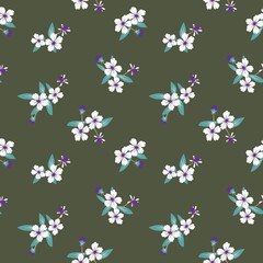 Green Botanical Floral Seamless Pattern Background