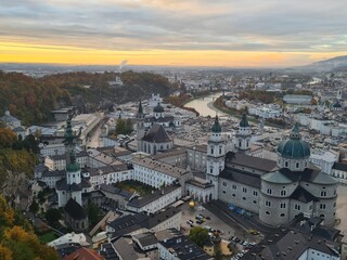 Mesmerizing shot of beautiful cityscape, fall Salzburg, Austria.