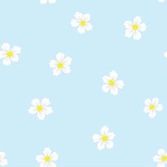 Sky blue Botanical Floral Seamless Pattern Background