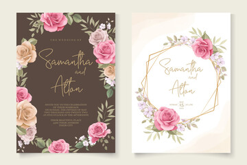 Wedding invitation design with beautiful roses
