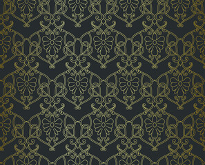 Seamless vector golden repeat geometric pattern. Golden geometrical 10 eps background for fabric, cover, textile, design, banner.