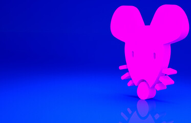 Pink Experimental mouse icon isolated on blue background. Minimalism concept. 3d illustration 3D render.